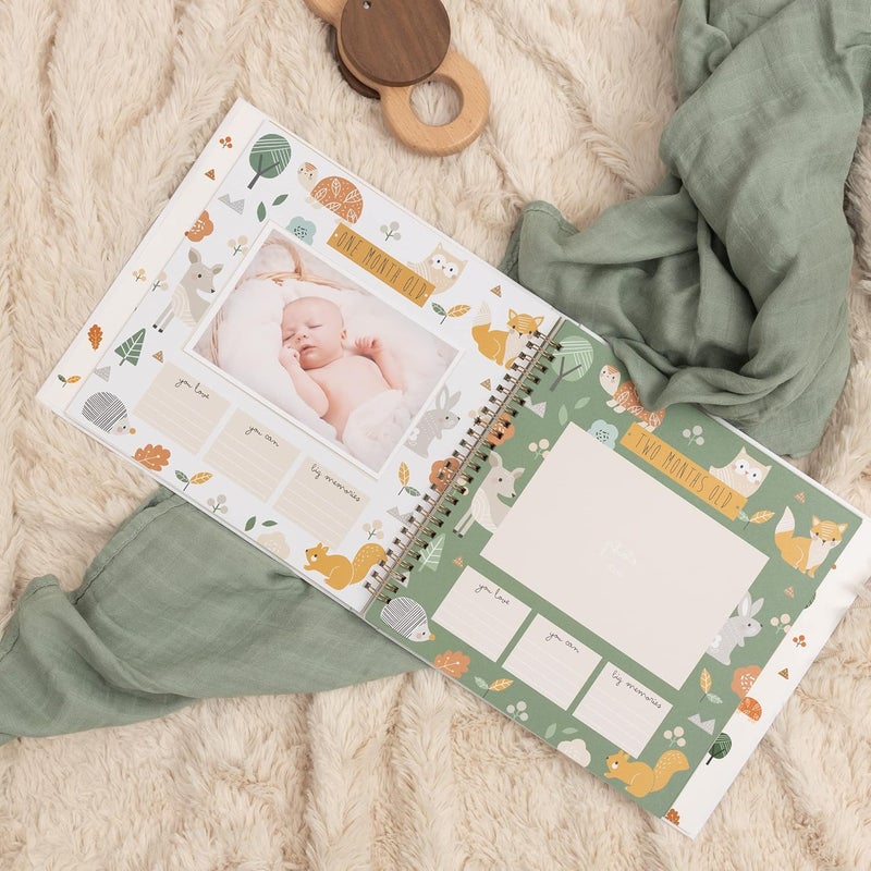 Pondering Pine Keepsake Baby Memory Book for Baby Boy or Girl – Timeless Gender Neutral Baby Journal Scrapbook Photo Album for First 5 Years – Milestone Book to Record Every Event from Birth to Age 5 - Image 3